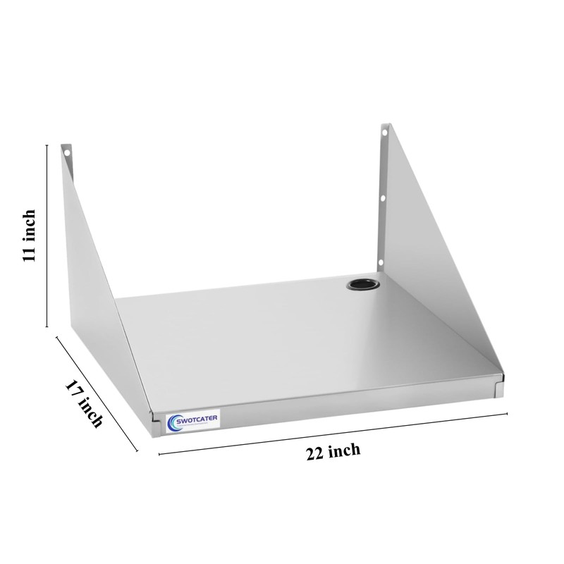 Stainless Steel Microwave Shelf 17"x22", Wall Mount Kitchen Shelf