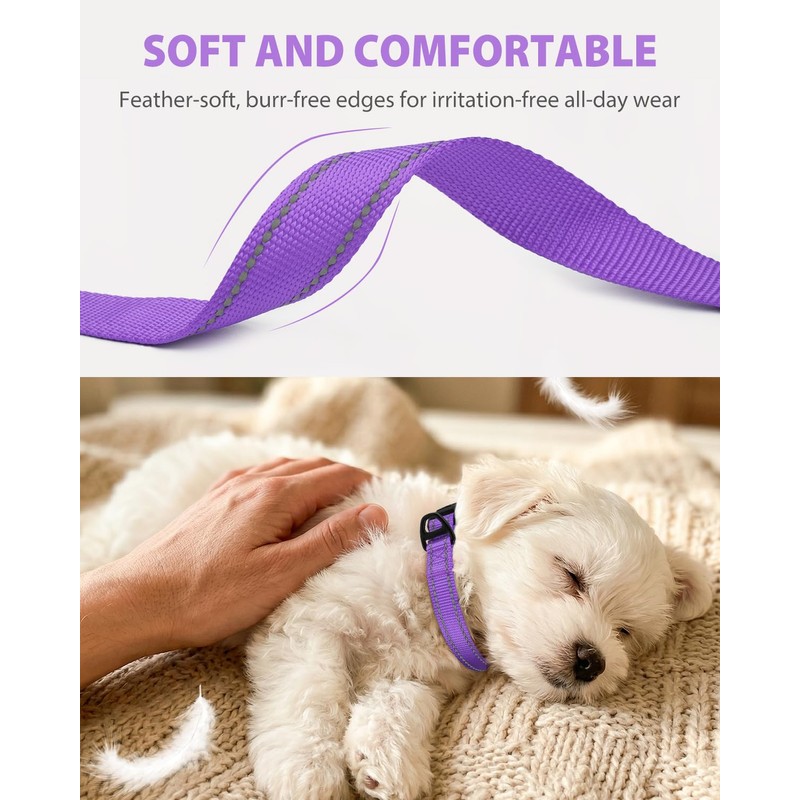 Joytale Dog Collars for Small Dogs, Feather-Light Double-Sided Reflective Nylon
