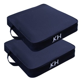 KIMI HOUSE 2 Pieces Black Indoor & Outdoor Chair Cushions with Handle & Zipper, Boat Canoe Kayak Seat, Stadium Seating for Bleachers, Best for Camping, Bleachers, Sports Events