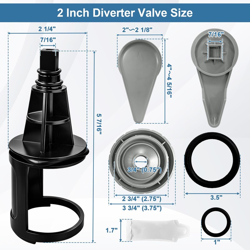 2" Hot Tub Diverter Valve Kit Stem with Cap Handle