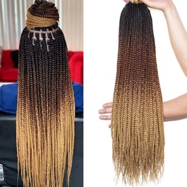 Xtrend 8 Packs 18 Inch Medium Long Box Braids Crochet Hair Pre-looped Boho 3X Braids Hair Extensions Synthetic Crochet Hair for Woman (18Strands/pack 1B3027#)