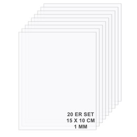ASelected 20 Stück Acrylglas Platte Transparentes Plexiglas 10 x 15 CM 1 MM Acrylplatten Acrylplatte für Fotorahmen Malerei DIY-Basteln Tischaufsteller