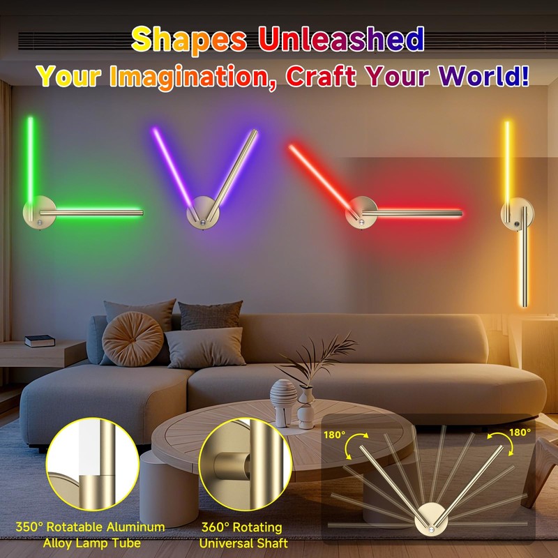 TiInsta Battery Operated Wall Sconce,Wireless Wall Lights with Remote, 360°DIY