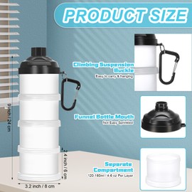 Baderke 2 Pcs Protein Powder Travel Container with Funnels Stand, 4 Layers Stackable Travel Powder Container Formula Supplement Organizer Storage Holder for Workout Fitness(Black, White)