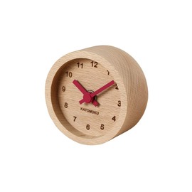 KATOMOKU mini clock round red wood beech km-26