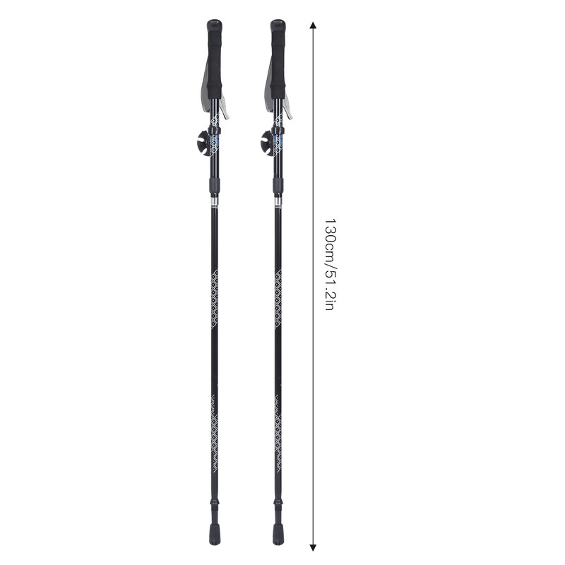 1Pair 5Sections Folding Damping Alpenstock Inner Lock Telescopic Hiking Walking