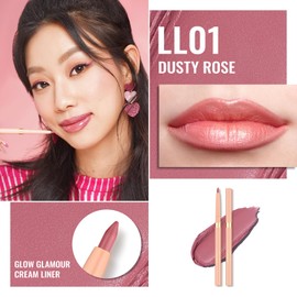 Oulac Matte Pink Lipliner Pencil Waterproof - Smooth and Smudge-proof Lasts 24H+, Highly Pigmented, Retractable Lip Makeup for Precision Application, Vegan, LL01 Dusty Rose