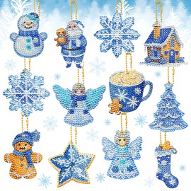 Gaeymy Diamond Painting Keyrings, 12 Pieces Diamond Painting Set Christmas, Christmas Craft Set, Christmas Children, Christmas Pendant Gifts Girls