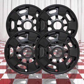 Brighter Design Set of 4 Gloss Black 5 Spoke 17" Wheel Skins for Silverado 2500/3500 HD 2011-2019