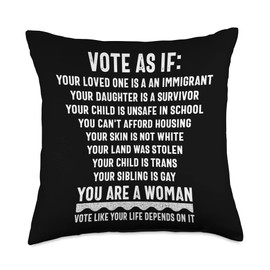 Vote As If Your Life Depends On It Shop Vote As If Your Life Depends On It-Women Human Rights Throw Pillow, 18x18, Multicolor