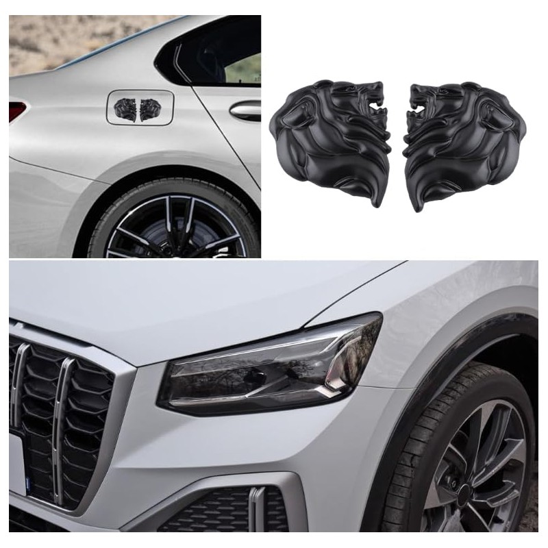 2PCS Lion Head Metal car Emblem 3D Animal Decoration Metal