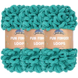 JubileeYarn Fun Finger Loop Yarn - Polyester Jumbo Weight Loop Yarn - 100g/ball - Aquamarine - 3 skeins