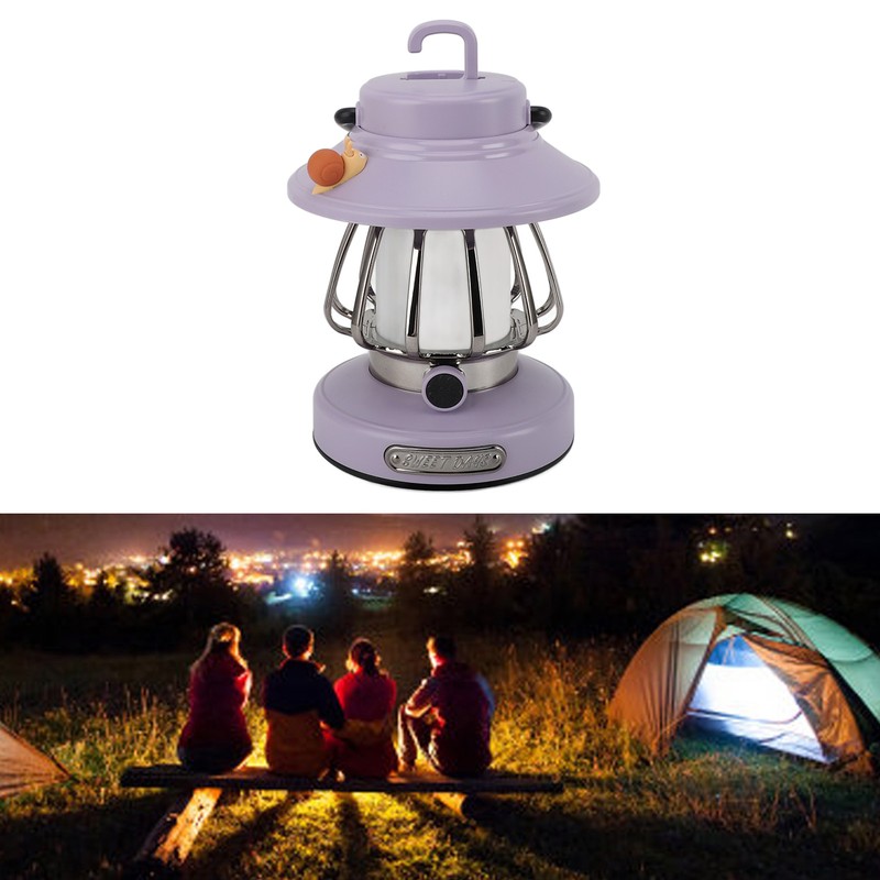 Retro Rechargeable Camping Lantern Infinite Dimming 3 Level Color Temperature