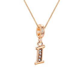 KunBead Letter I Initial 18 inch Dainty Rose Gold Tone Alphabet Birthday Charm Love Pendant Womens Necklace