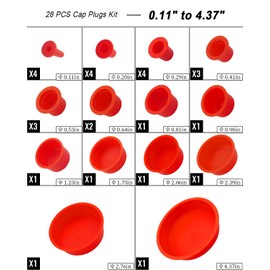28-Piece Car Cover Plug Kit 0.11" to 4.37" Fit for AutoLine Pro, Autool, MR CARTOOL, OTC, Plastic Tapered Wide Thick Flange Hose Covers