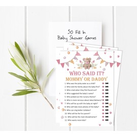 Inkdotpot Who said it Game Mommy Or Daddy 50 Sheet Fun Baby Shower Game Gender Neutral Party Party Supply
