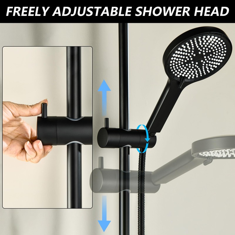 DOUBLUOEG Hand Shower with Slide Bar, Matte Black 26 Inch