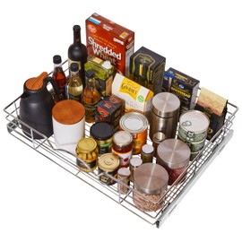 HOLDN’ STORAGE Heavy-Duty Premium Collection Pull Out Cabinet Organizer - Cabinet Drawer Slide Outs Metal Chrome (Chrome, 26 Inch)