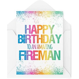 Funny Birthday Cards | Happy Birthday To An Amazing Firefighter Card | Friend Occupation Work Office Colleague Coworker Novelty | CBH1092