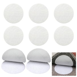 MSKS 8Pcs Rug Grippers Non Slip Washable Grippers for Rug Anti Curling Rug Pad Reusable for Laminate & Wooden Carpeted Floors Circle Non Slip Rug Tape Grip White Diameter 5cm