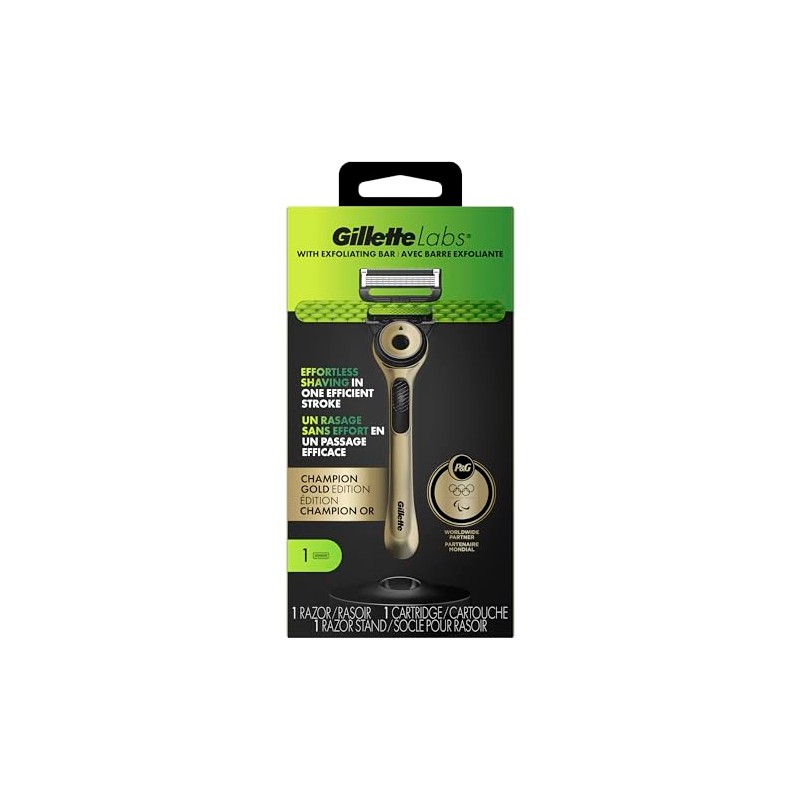 GilletteLabs with Exfoliating Bar Razor for Men, Champion Gold Edition