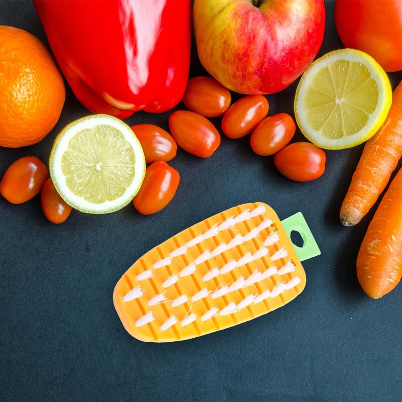 GroveEss Vegetable Scrubber,Cute Carrot Shape Scrubbing Brush with Hanging Hole,Flexible