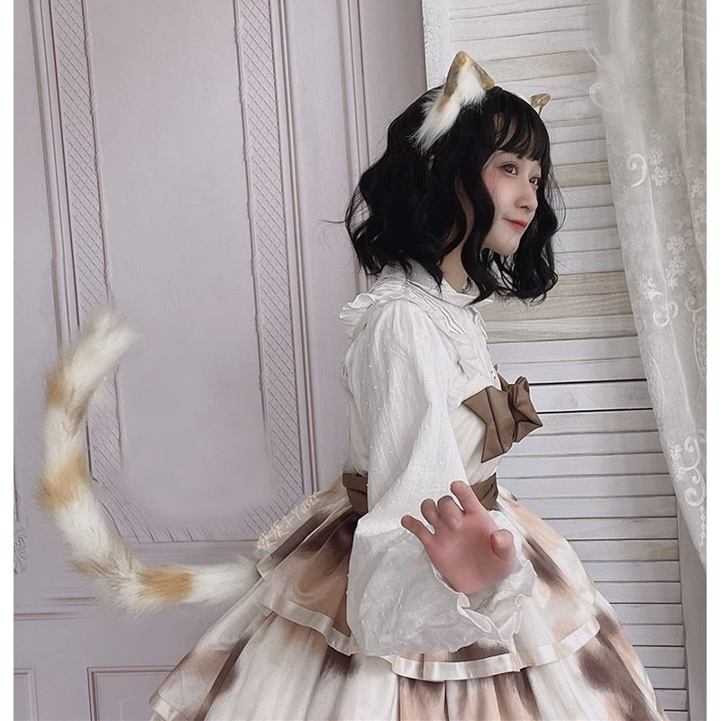 Fxaelian Cosplay Long Cat Tail and Ears Headband Set 2