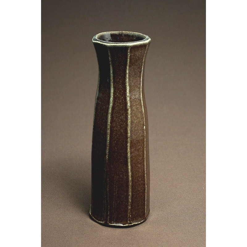Shigaraki Ware MR-11-7234 Hechimon Vase Flower Base, Large Purple Flame