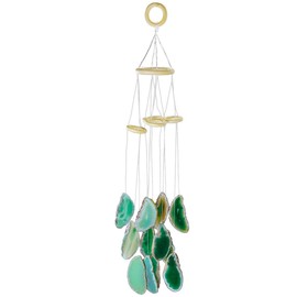 Nupuyai Green Agate Slices Wind Chimes for Garden Home Decor, Crystal Stone Hanging Ornament Wind Bell for Outdoor Indoor 58cm