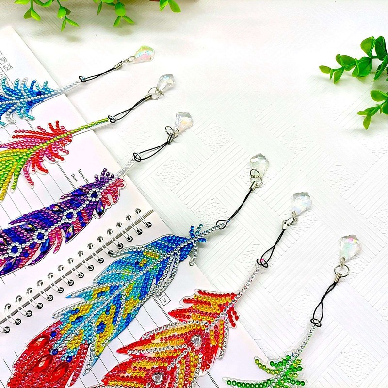 DIY Diamond Feather Bookmark Lightweight Delicate Bend Resistant Beaded Page