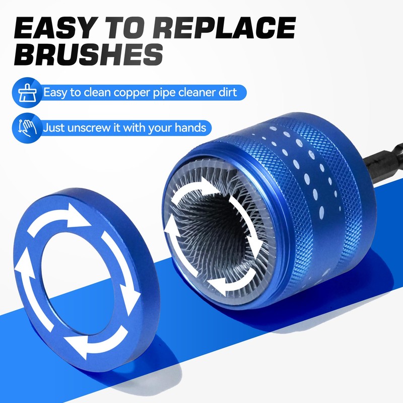 3/4" Copper Pipe Cleaner with Replaceable Blades, Plumbing Tool for