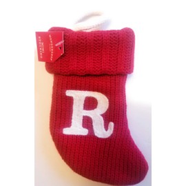 Wondershop Target Christmas Knit Mini Stocking Monogram Letter R Red Measures 7" (Letter R)