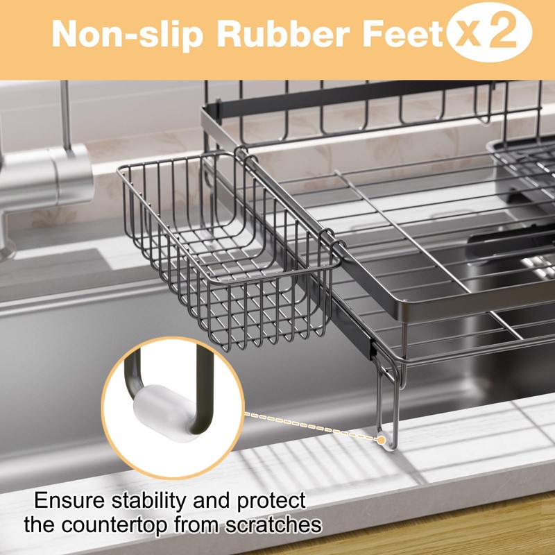 Dish Drying Rack Extendable Dish Rack Rustproof Carbon Steel with