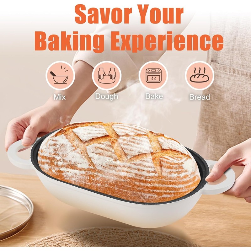 NSIRONS Enameled Cast Iron Sourdough Bread Oven, 2.5 QT Loaf
