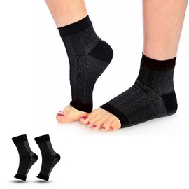 Bargain Wells 1 Pair Ankle Support Compression Socks – Foot & Ankle Brace Sleeve for Joint Stability & Swelling – Nylon/Spandex – Small/Medium or Large/XL (Black, Small/Medium UK 2 - 6)