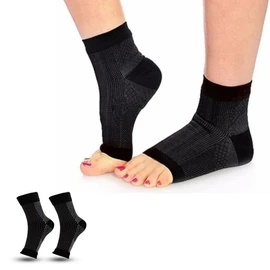 Bargain Wells 1 Pair Ankle Support Compression Socks – Foot & Ankle Brace Sleeve for Joint Stability & Swelling – Nylon/Spandex – Small/Medium or Large/XL (Black, Small/Medium UK 2 - 6)