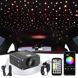 FIREWORK Starlight Headliner Kit, 16W Twinkle RGBW Sound Sensor Fibre Optic Lights Star Ceiling Light for Home & Car Ceiling Headliner Decoration with Music+APP+Remote Control 160pcs*0.03in*6.5ft/2m