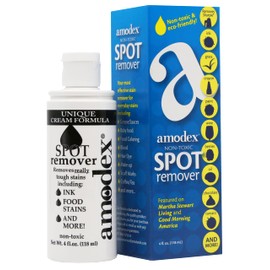 Amodex Ink & Spot Remover for Clothes, Leather and Skin - Removes Ink, Ballpoint, Sharpie, Grease and More, Works on Set-in Stains, Gentle but Powerful, 4oz/120ml Bottle