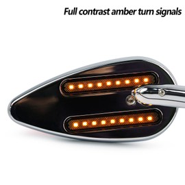 PACEWALKER Motorcycle Rearview Mirror with LED Turn Signal Rear Mirror Teardrop for Harley-Davidson Chrome