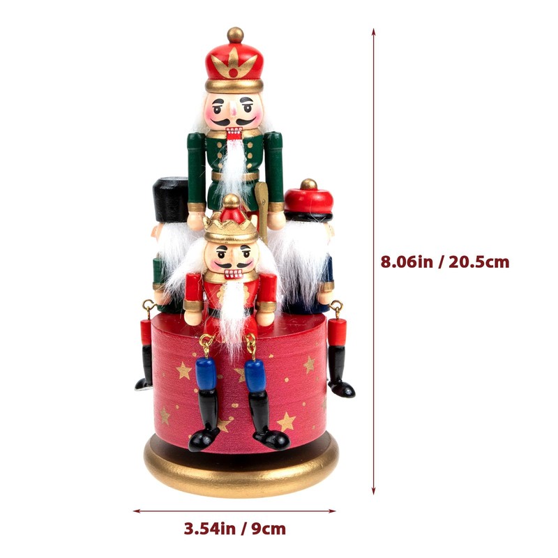 Cabilock Nutcracker Music Box 3 Wooden Nutcracker Soldier Toy Christmas