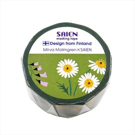 SAIEN Masking Tape, Made in Japan, Flowers, 0.8 inches (20 mm) x 16.4 ft (5 m) Roll TR-4059