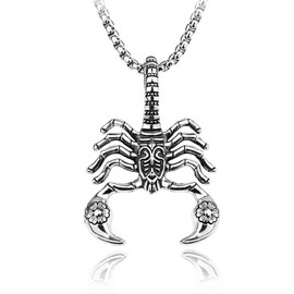 Vintage Mens Scorpion Scorpio Pendant Necklace Exaggerated Zodiac Constellation Animal Necklace for Women Men Gothic Jewelry