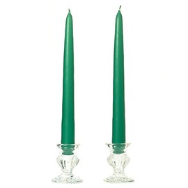 KYS Pack of 10(5 Pairs), 8" Unscented Taper Candles Forest Green for Weddings, Home & Event Decoration, Relaxation, Made in US