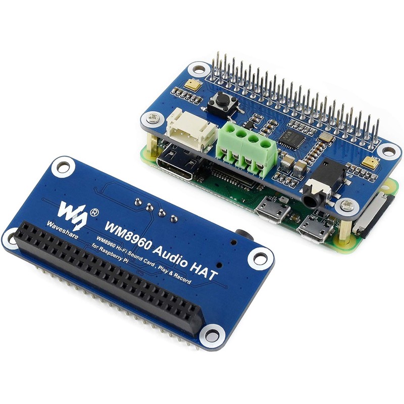 WM8960 Hi-Fi Sound Card HAT Compatible with Raspberry Pi 5/4B/3B+/3B/Pi