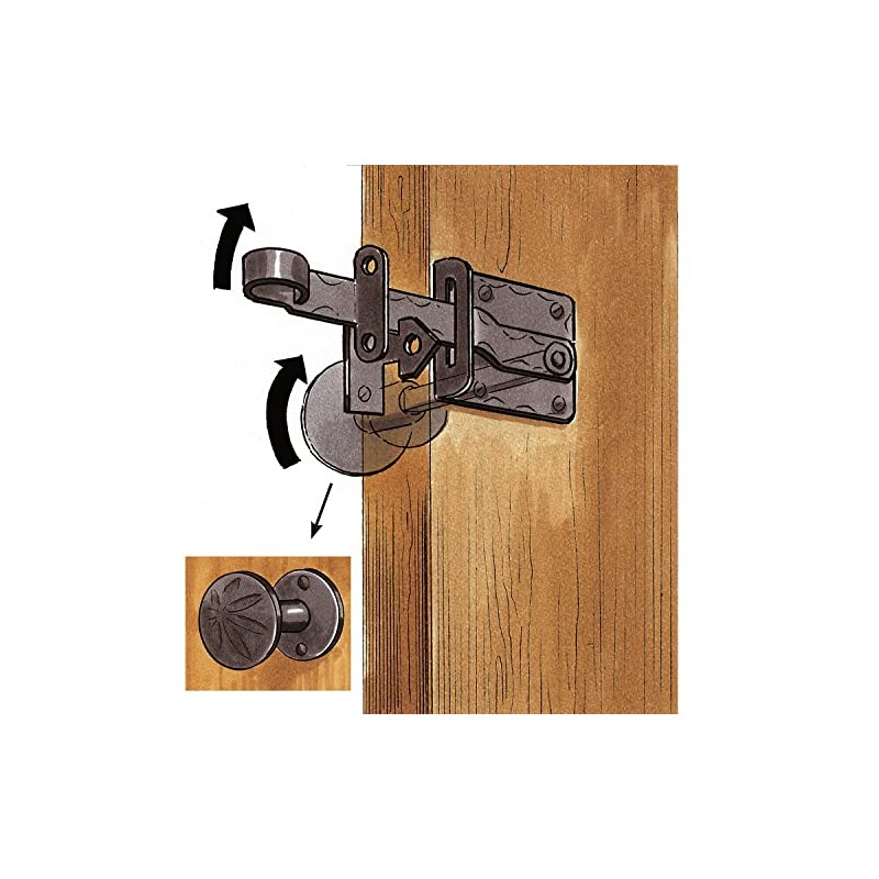 Pollmann Baubeschläge 3506100 Wrought Iron Gate Latch with Knob Black