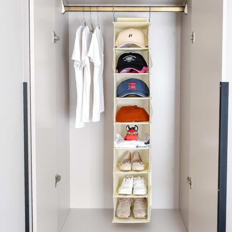 Berdeng Hanging Shoe Organizer for Closet with Side Mesh Pockets，Hat