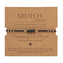 KELITCH Skull Beaded Bracelets Hand Woven Rope Strand Bracelets Fashion Women Bangles New 2020 (Black 13A)