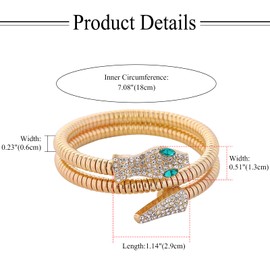 Snake Bangle Women's Bracelet, Stainless Steel: Tangled, Multi-Layered Snake, Bracelet, Emerald, Birthstone, Snaking, Cute, Stylish, Bracelet, Soft, Accessory, Zirconia, Women's Jewelry, Gold, Copper