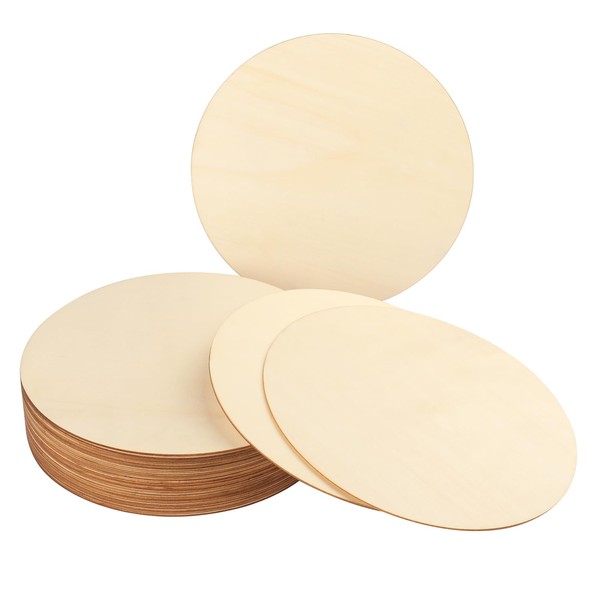 30 PCS 11.8 Inch Wood Circles, Thickness 2.5 mm Unfinished