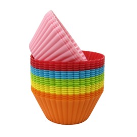 Prefer Green Baking Cups 24 Pack, Multi-color Reusable Silicone Cupcake Liners, Non-stick and Flexible Muffin Pans for Baking, Easy To Clean Cupcake Molds